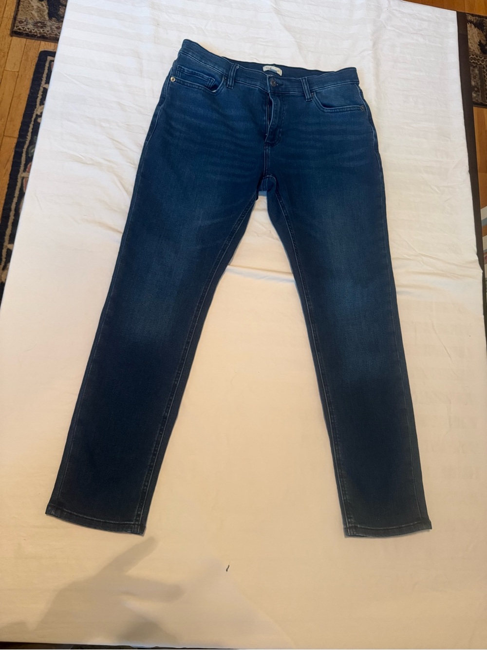 Sun + Stone Men's Dark Blue Straight Leg Jeans - Picture 1 of 7